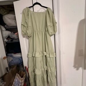 Polagram Light Green Long Sleeve Dress